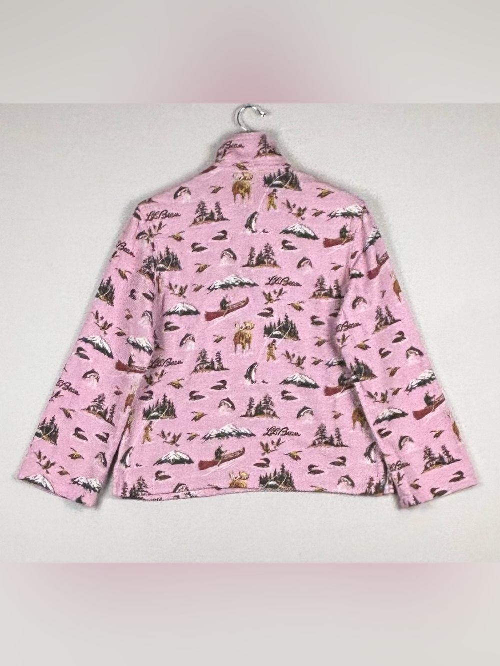 L.L.Bean Signature Women’s S Pink Scenic Outdoor Print Quarter Zip Pullover - Picture 3 of 4